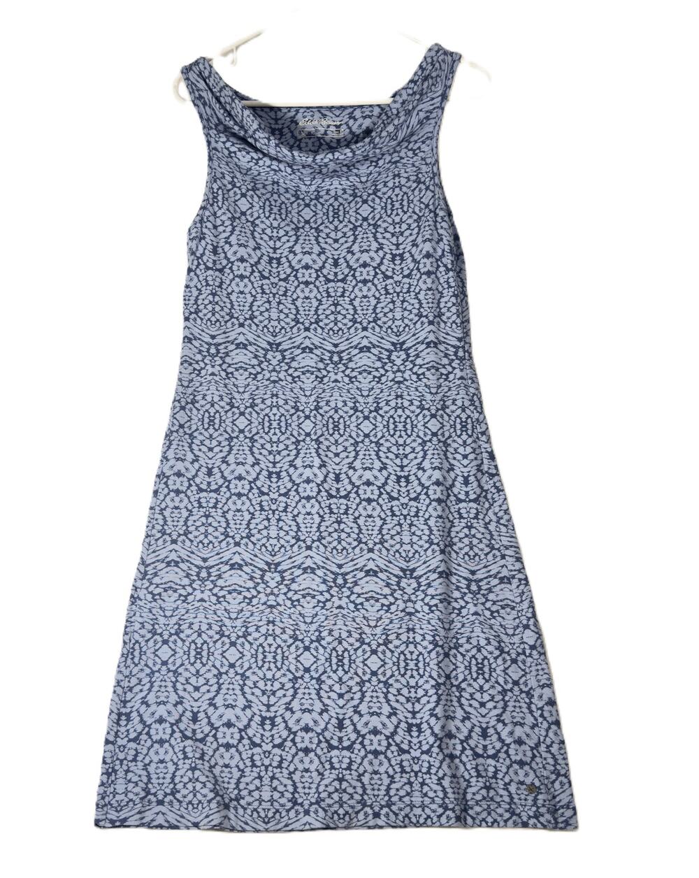 Eddie Bauer Sleeveless Sun Dress Woman's Small Blue Batik Boho Scoop Neck Resort